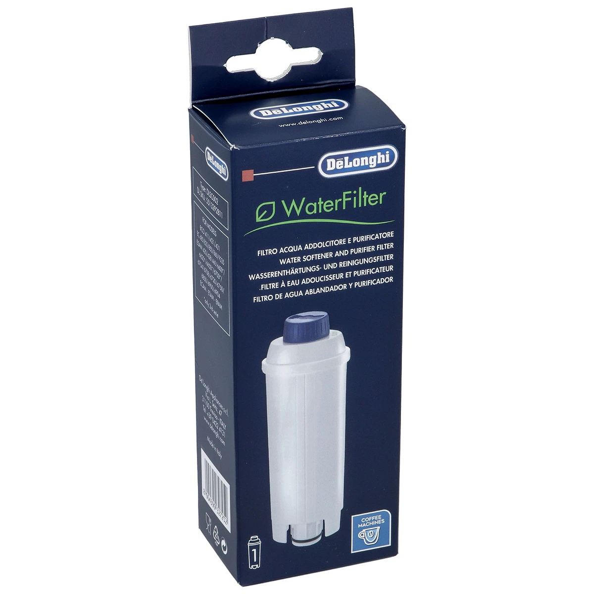 DeLonghi Vandfilter DLSC002 til Espressomaskiner – Original set forfra