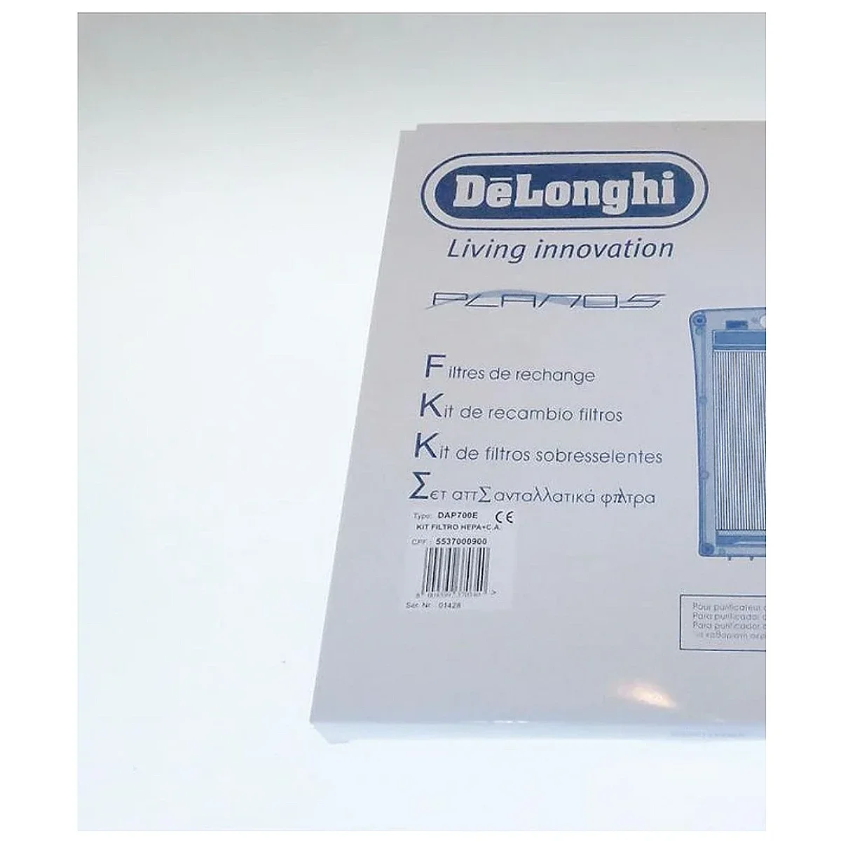 Filter til DeLonghi 5537000900, emballagen set fra venstre