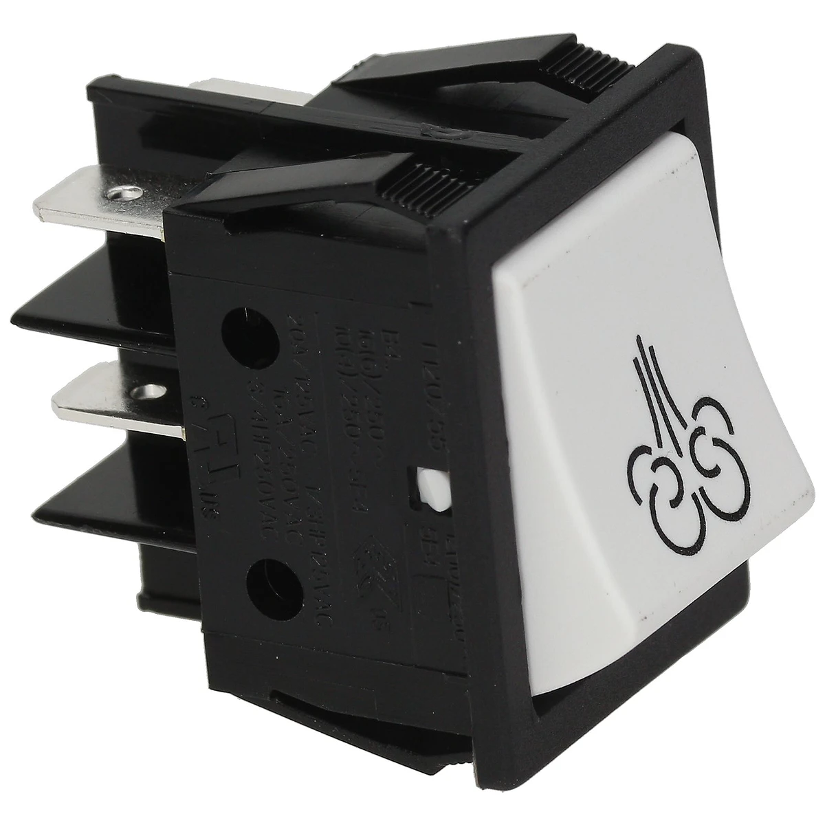 2-polet trykknap hvid 16A 250V mærket damp, indbygningshul 22x30 mm – til MARZOCCO set forfra