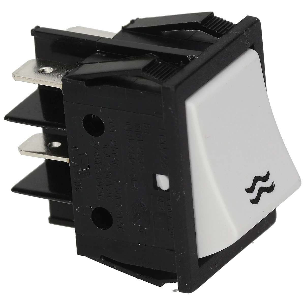 2-polet trykknap hvid 16A 250V mærket vand, indbygningshul 22x30 mm – til MARZOCCO set forfra