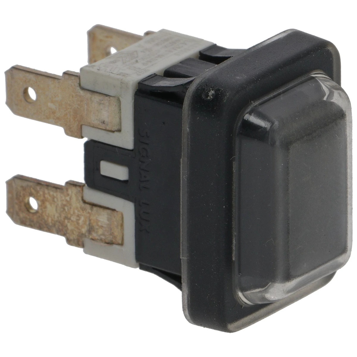 2-polet trykknap sort 10A 250V indbygningshul 13x20 mm set forfra