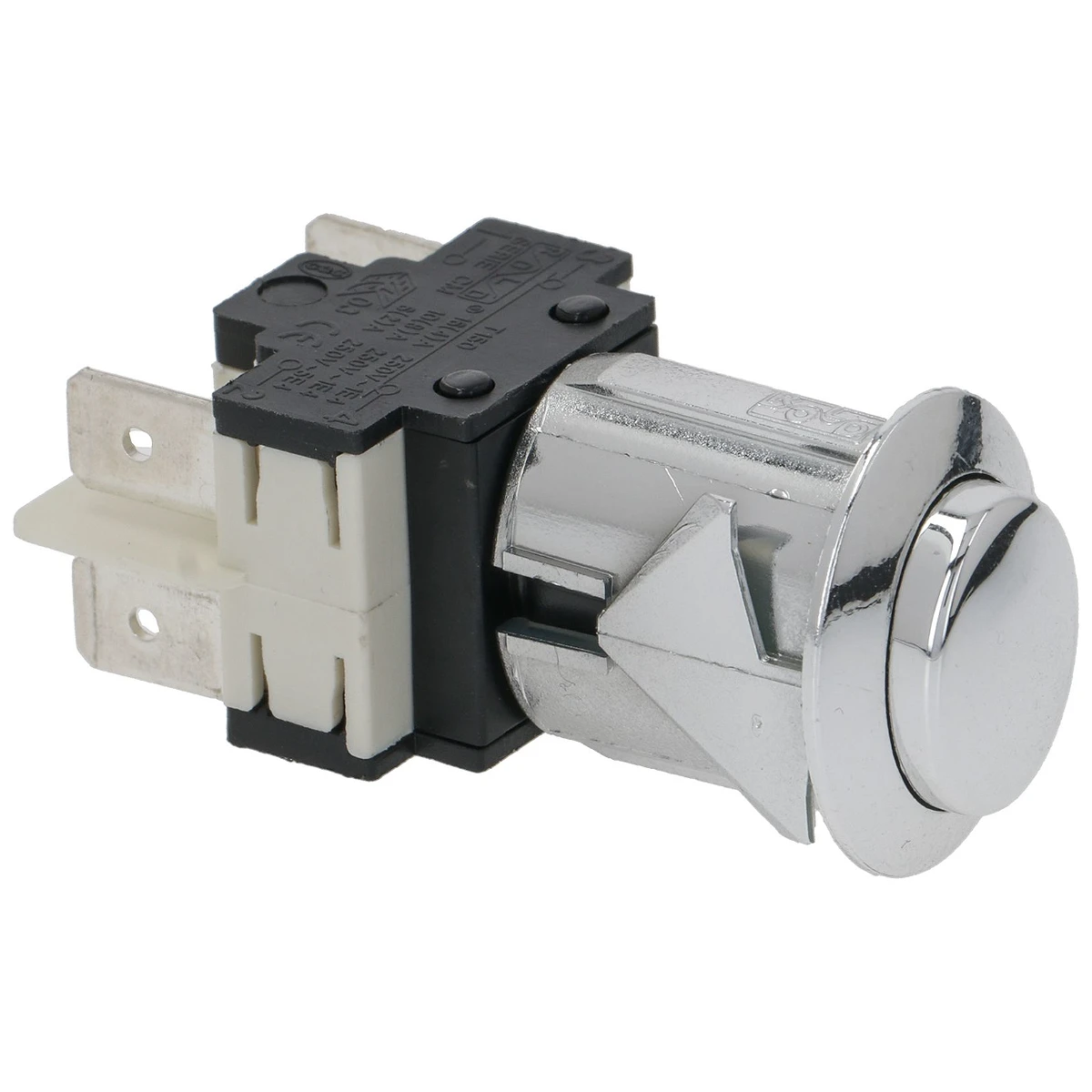 2-polet vippekontakt 16A 250V momentfunktion, indbygningshul 21x17 mm set forfra