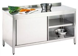 RUSTFRIT ARBEJDSBORD - LUKKET - B:2900 x D:800 MM.