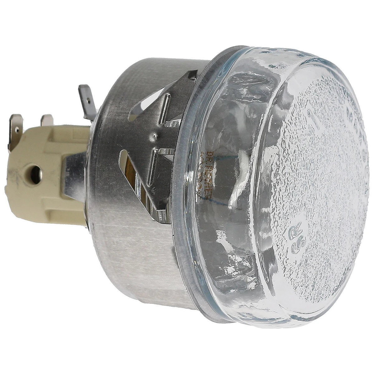 Ovnlampe komplet E14 40W med riflet glaskuppel og metalhus
