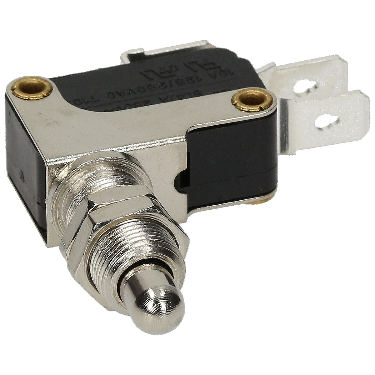 Mikroswitch 16(4)A 250V med forkromet stødstang og beslag