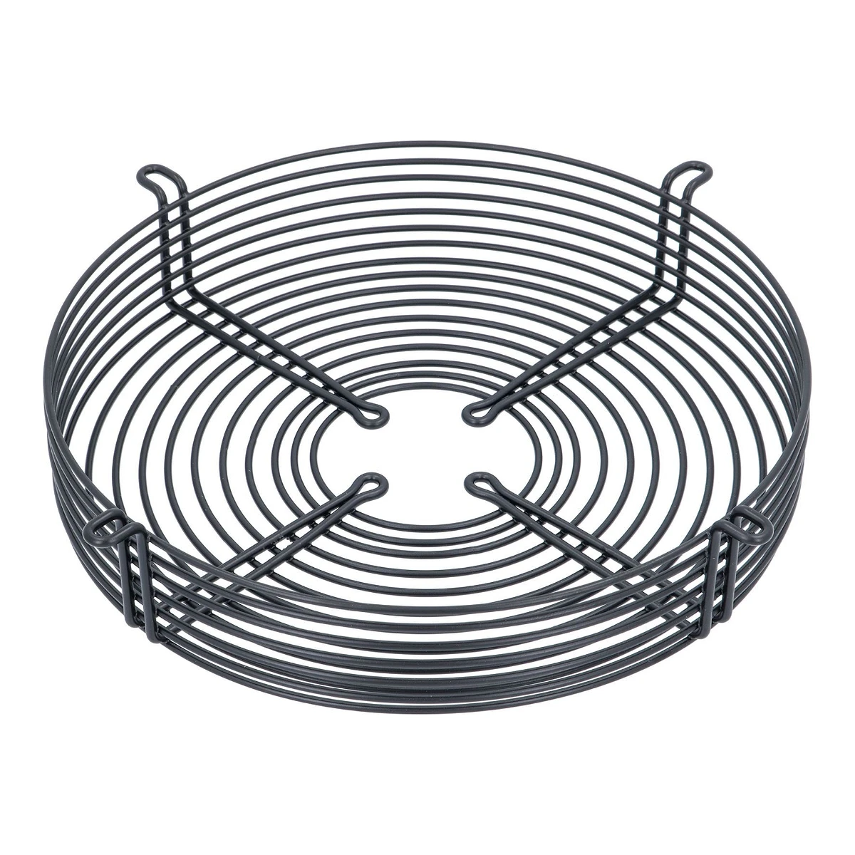 Sort EBM ventilatorgitter ø 250 mm i ståltråd set skråt