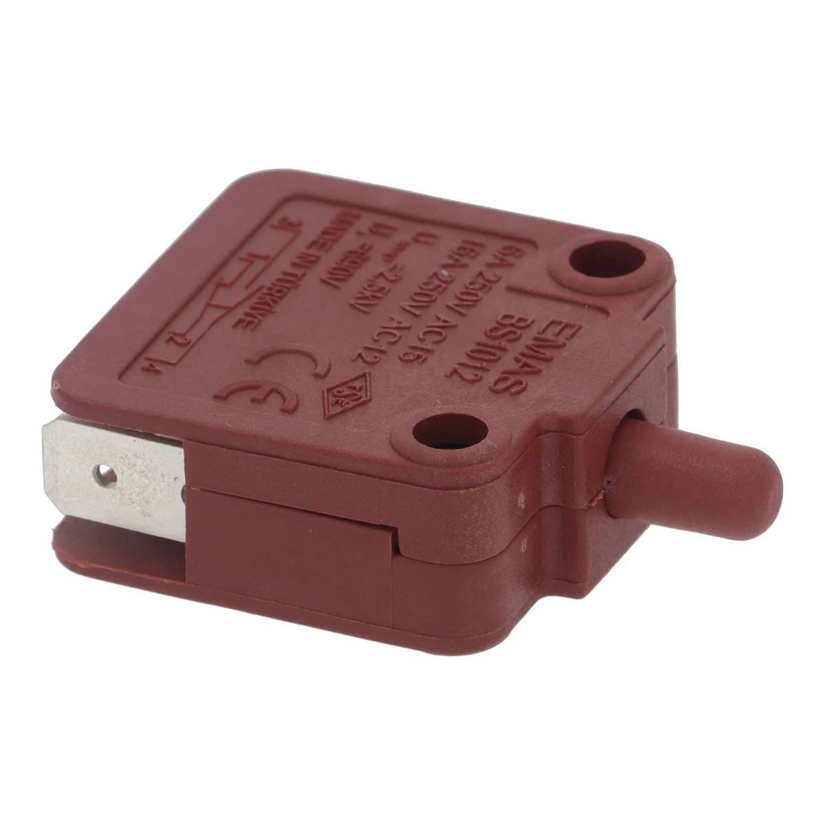 Rød EMAS BS1012 mikroswitch 16 A 250 V med stødstang