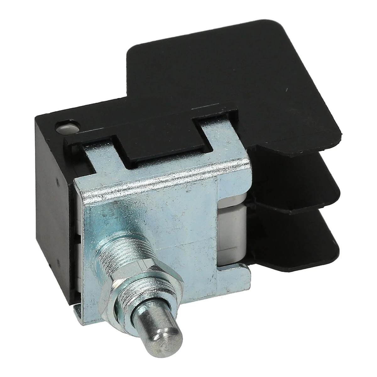 Dørmikroswitch med sort beslag og forniklet stift M10x0,75