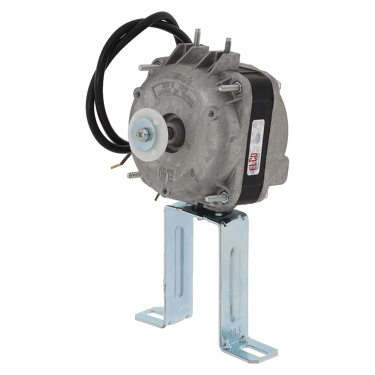 Ventilatormotor 10W 230V med monteringsbeslag, set forfra