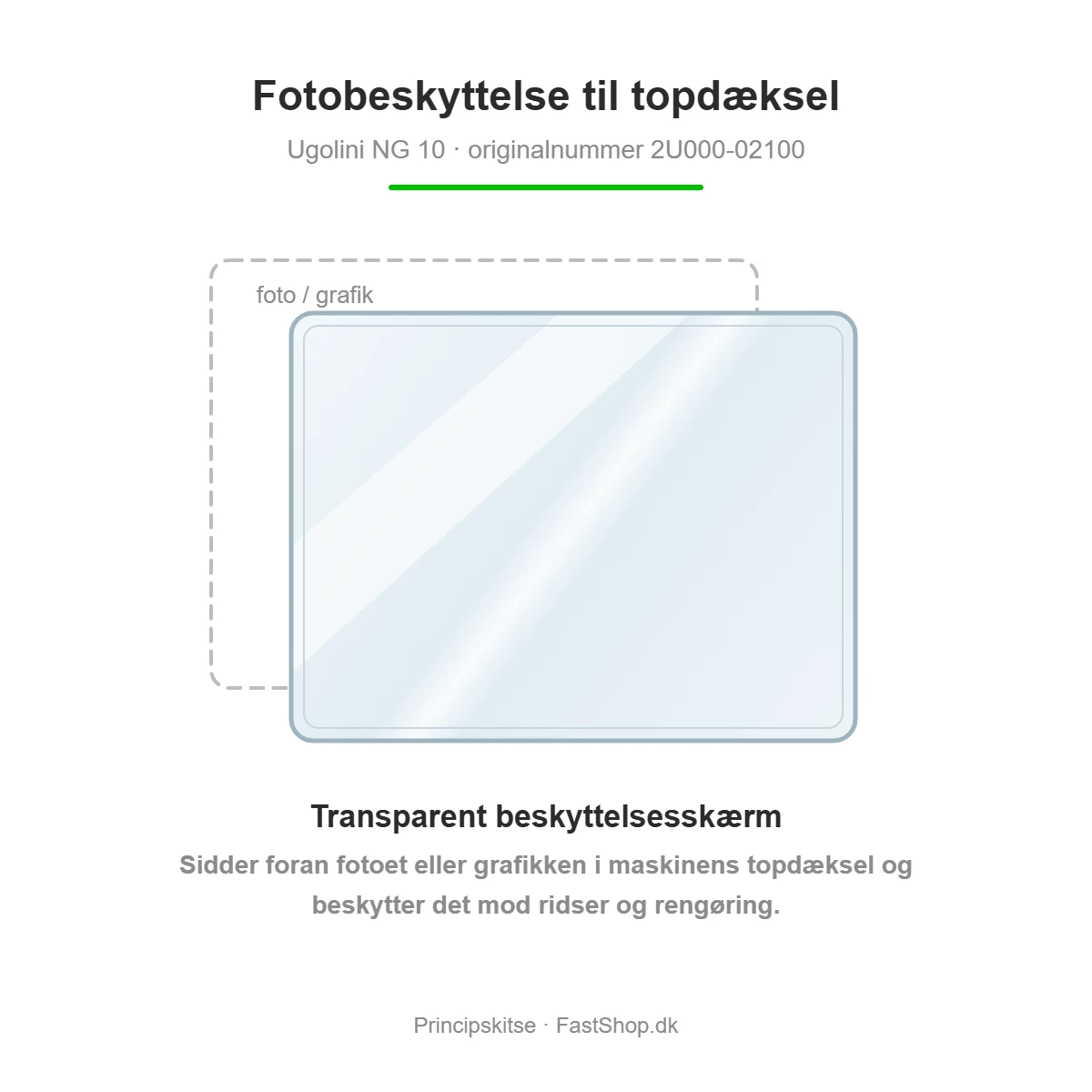 Transparent fotobeskyttelse til topdækslet på Ugolini NG 10 granitamaskine