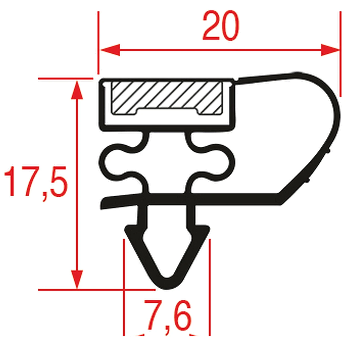 Måltegning af magnetisk snap-in pakning profil 1022 til GAMKO ølskuffe