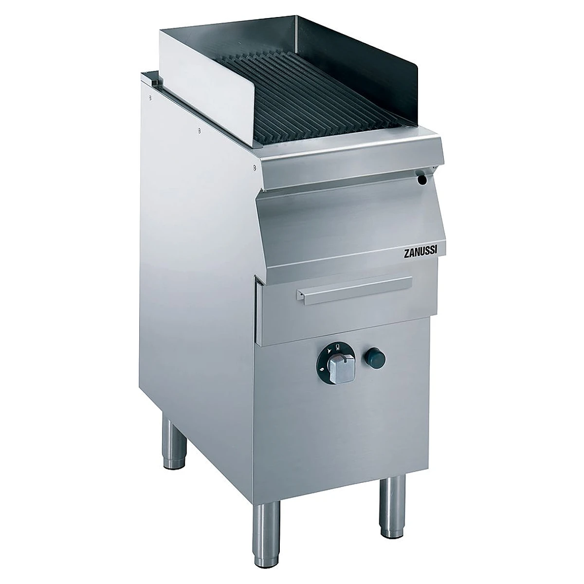 Zanussi EVO700 fritstående gasgrill i 400 mm set skråt forfra