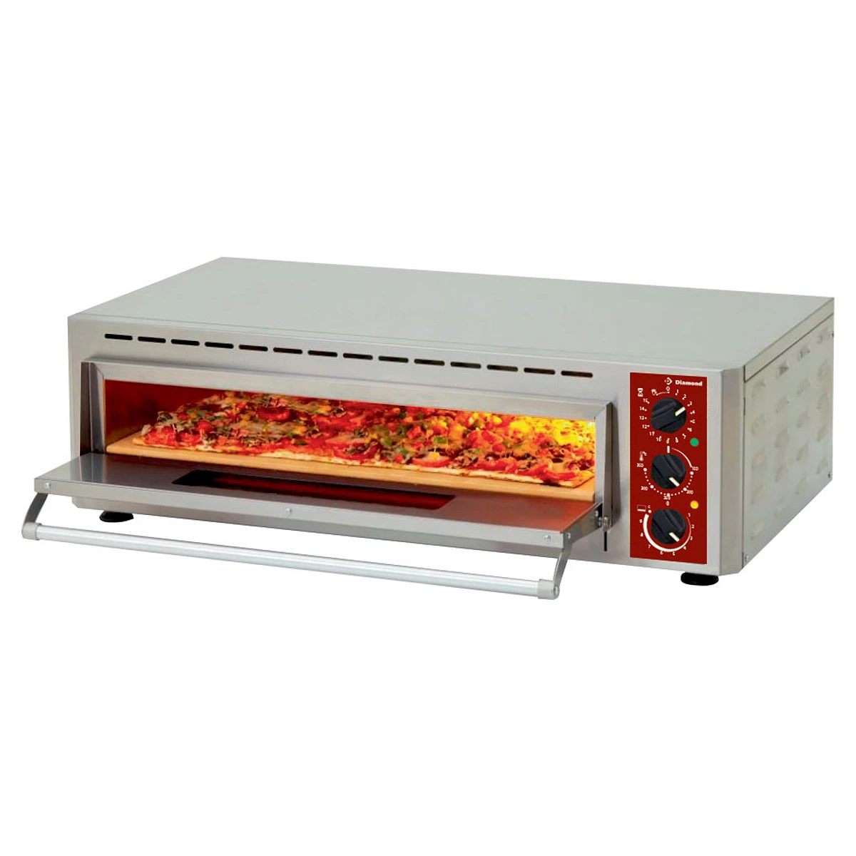 Diamond PIZZA-QUICK/66-43 elektrisk pizzaovn med bredt bagekammer set forfra