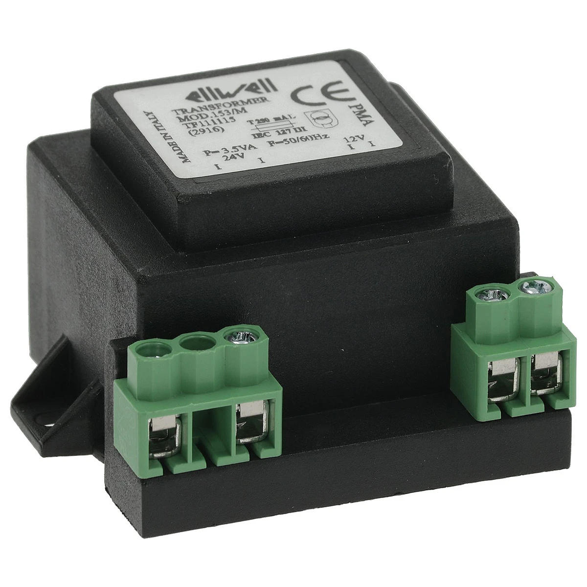 ELIWELL transformer 24 V til 12 V, 3 VA set forfra
