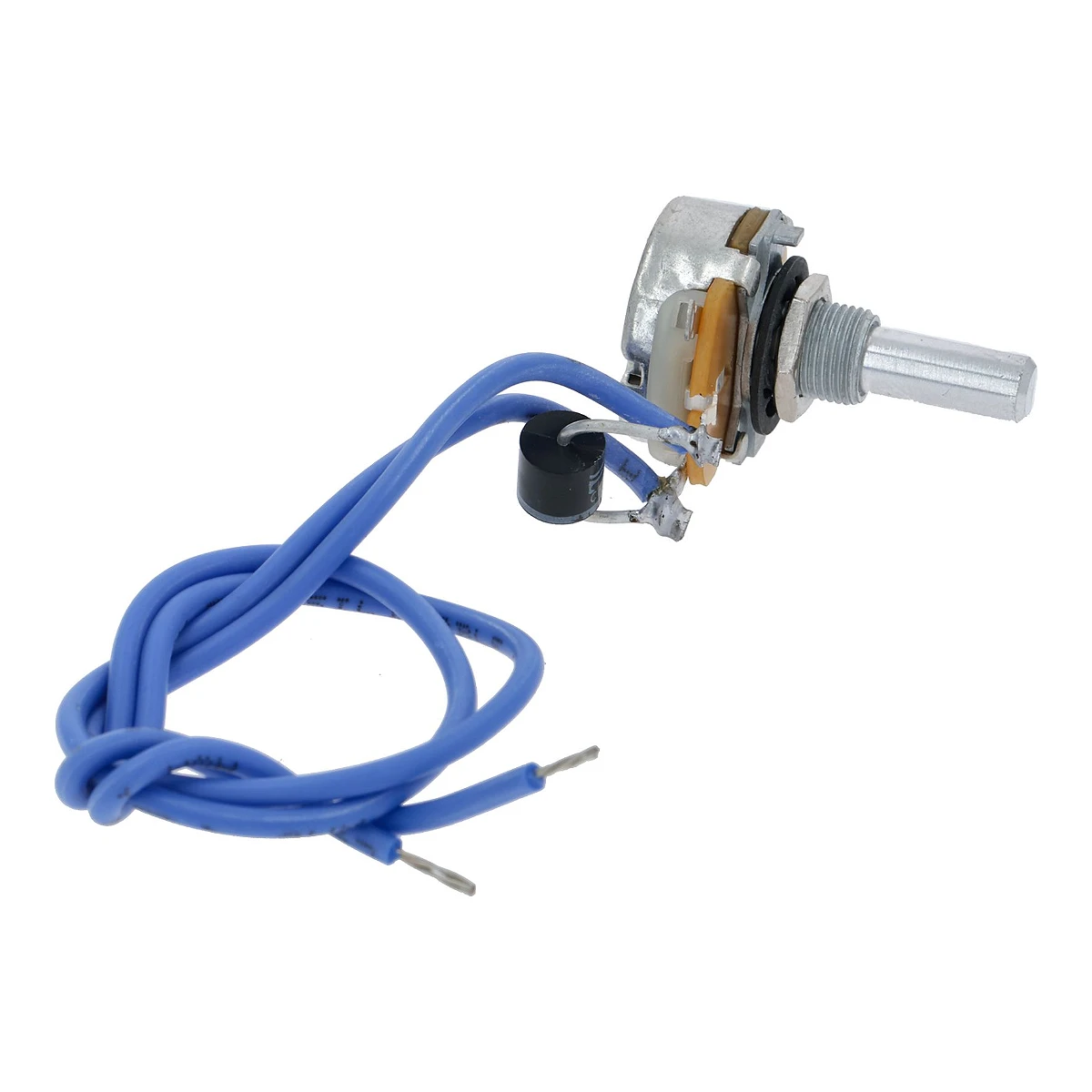 Potentiometer med blåt kabel 260 mm og kærvaksel ø 6 x 4 mm