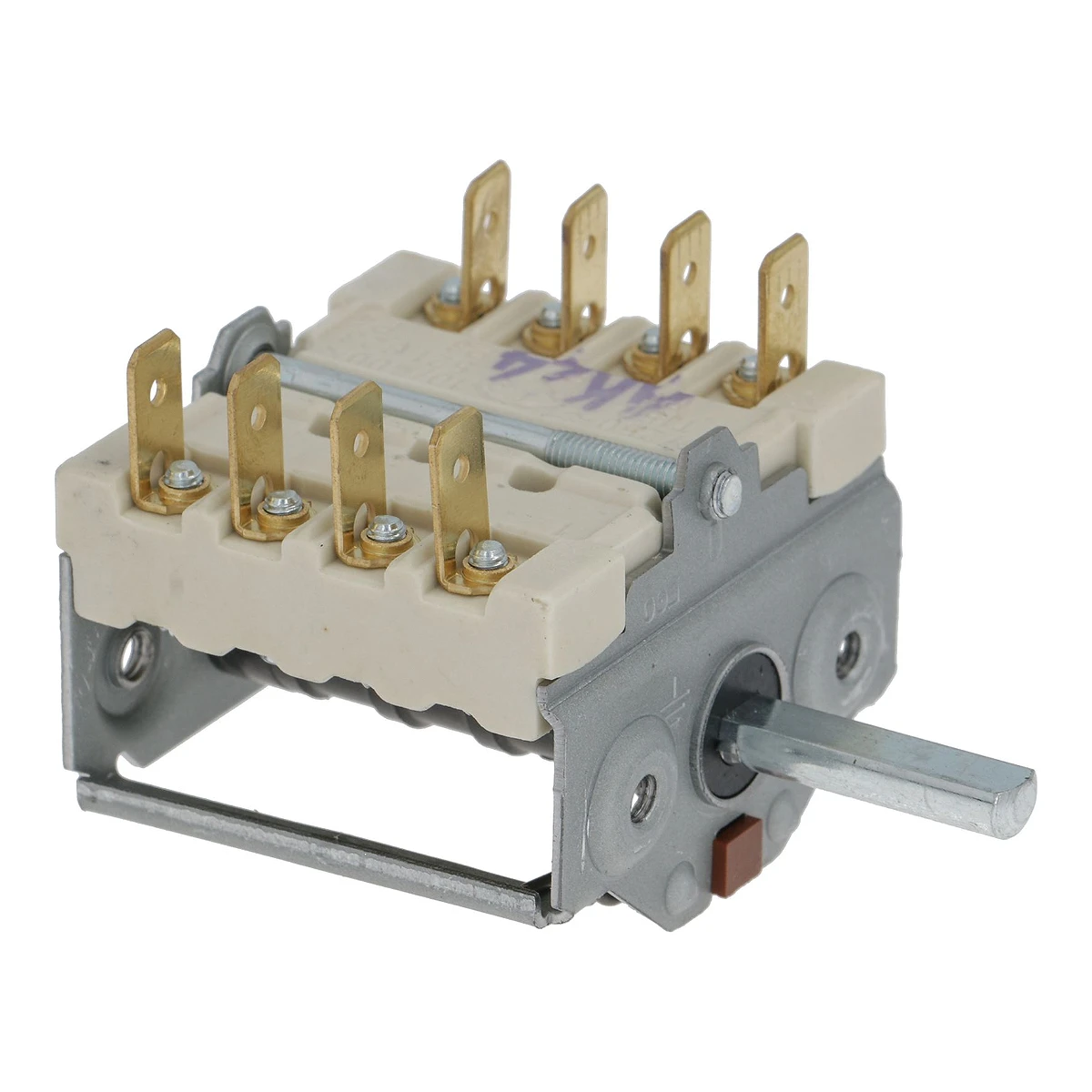 Omskifter 0-1 16A 250V med fladstik og D-aksel ø 6 x 4,6 mm