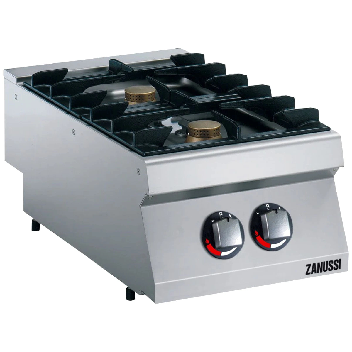 Zanussi EVO700 kogebord på gas med 2 blus set skråt forfra