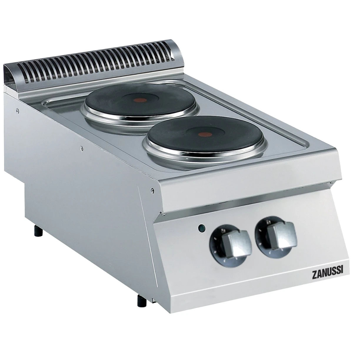 Zanussi EVO700 elkogebord med 2 runde kogeplader set skråt forfra