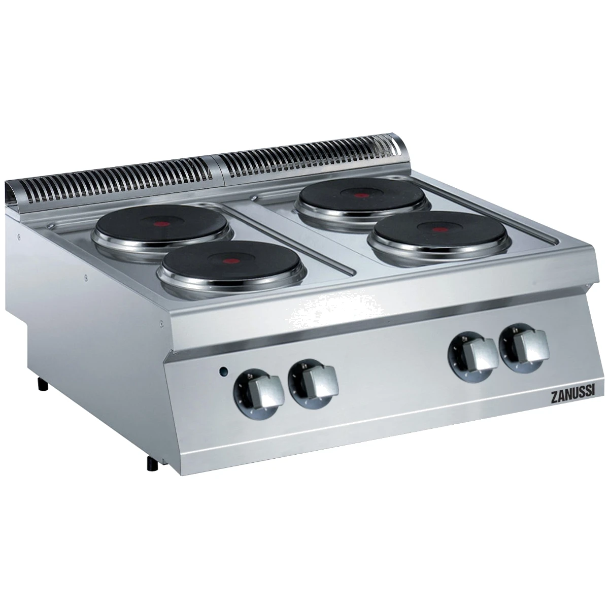 Zanussi EVO700 elkogebord med 4 runde kogeplader set skråt forfra