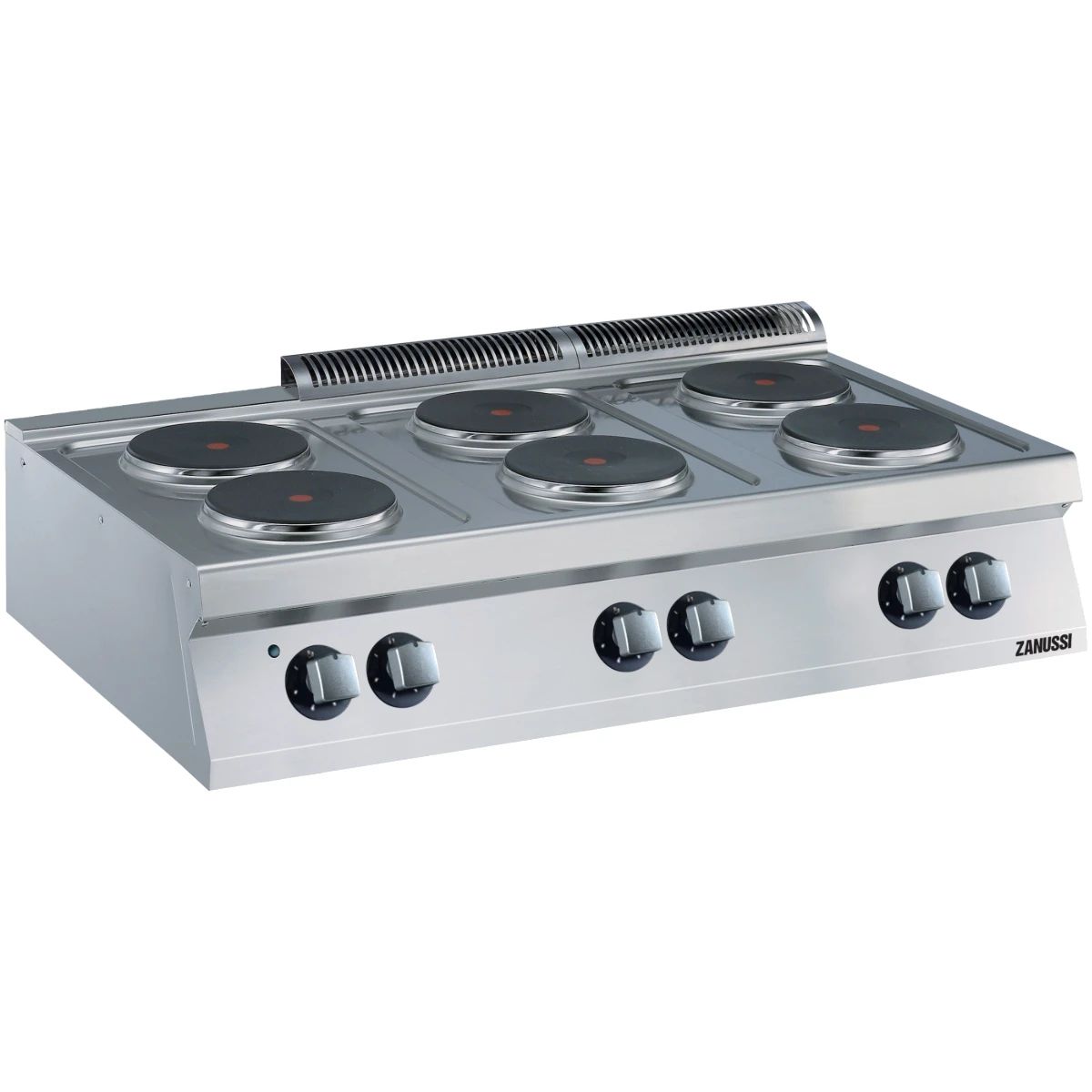 Zanussi EVO700 elkogebord med 6 runde kogeplader set skråt forfra