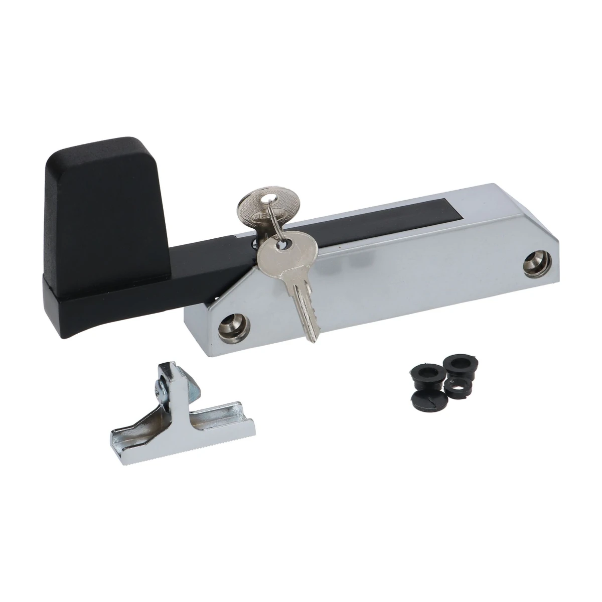 Kølerumshåndtag med lås, centerafstand 118 mm, 138 x 28 mm set forfra