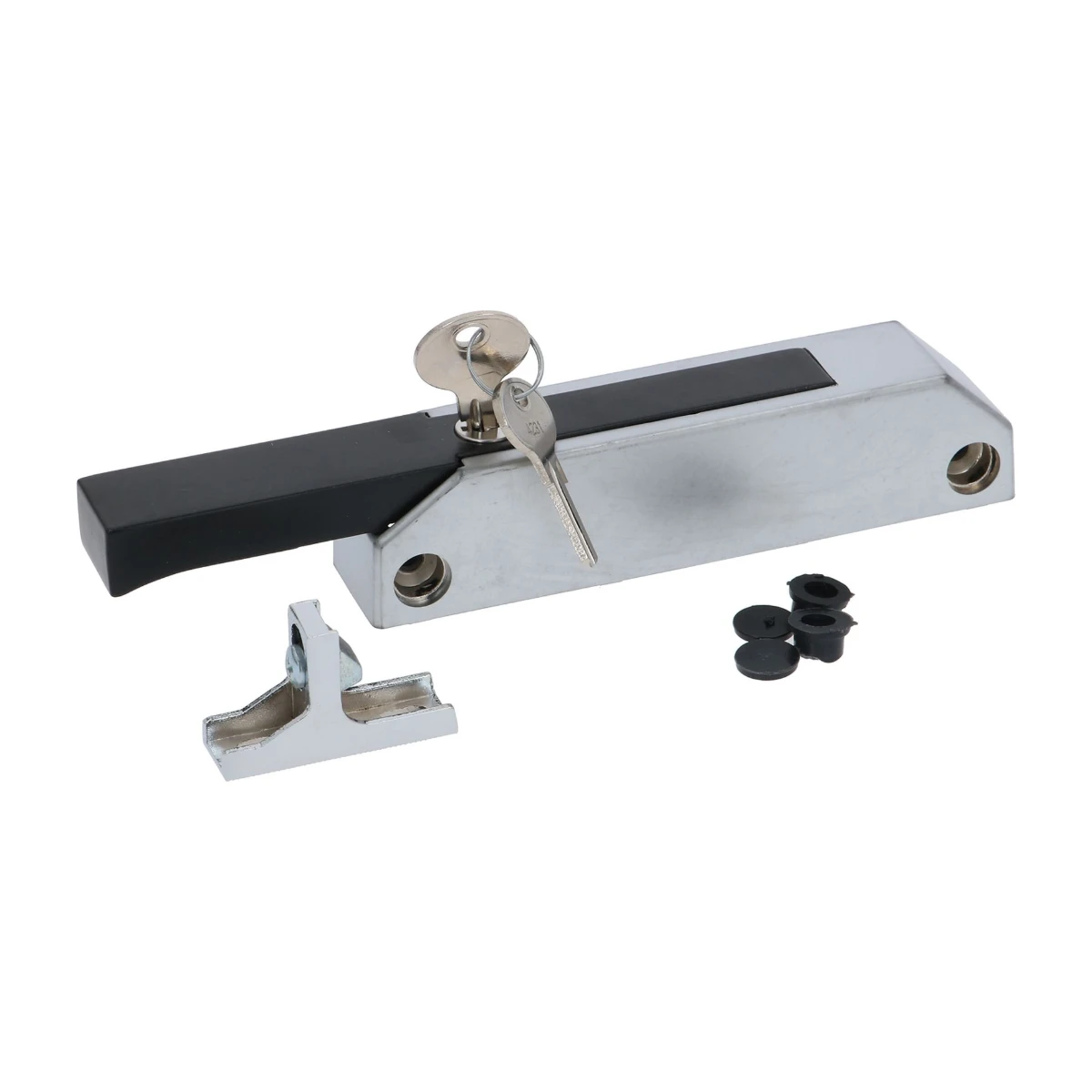 Kølerumshåndtag med lås og justerbar kobling, centerafstand 118 mm set forfra