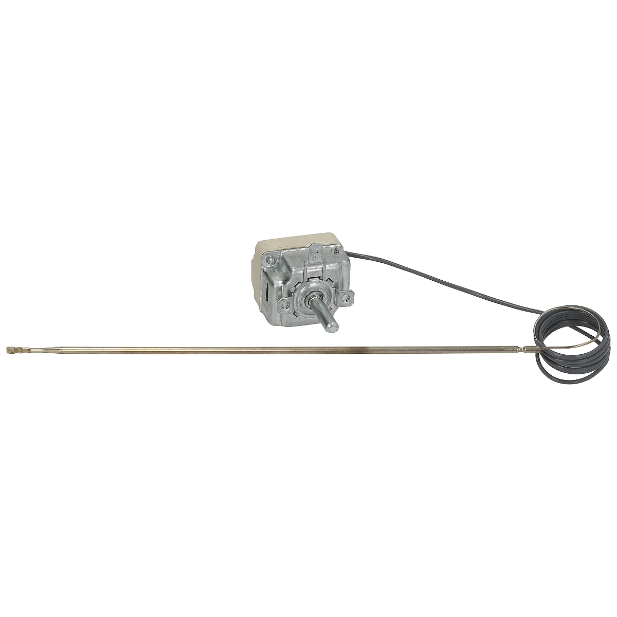 Beige 1-polet kapillartermostat 50-320 °C med føler set forfra