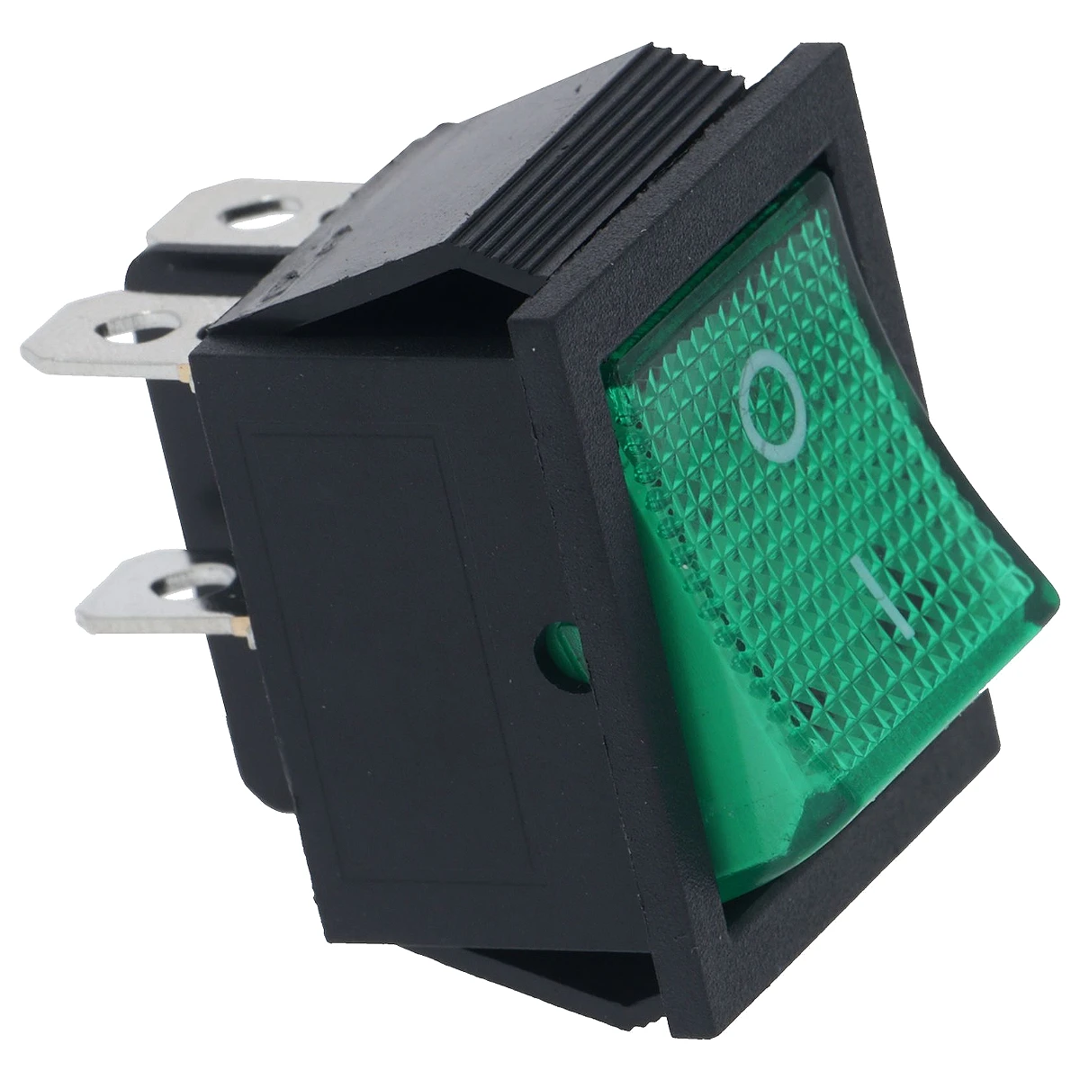 Grøn 2-polet vippekontakt 16 A 250 V set forfra
