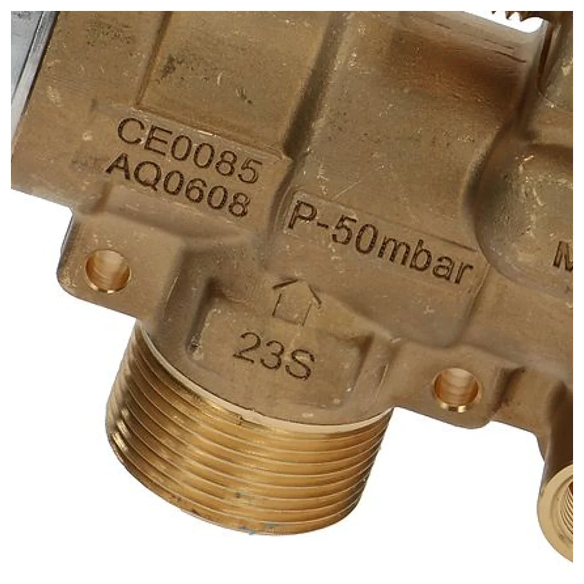 Detalje af typemærkning CE0085 AQ0608 P-50 mbar 23S