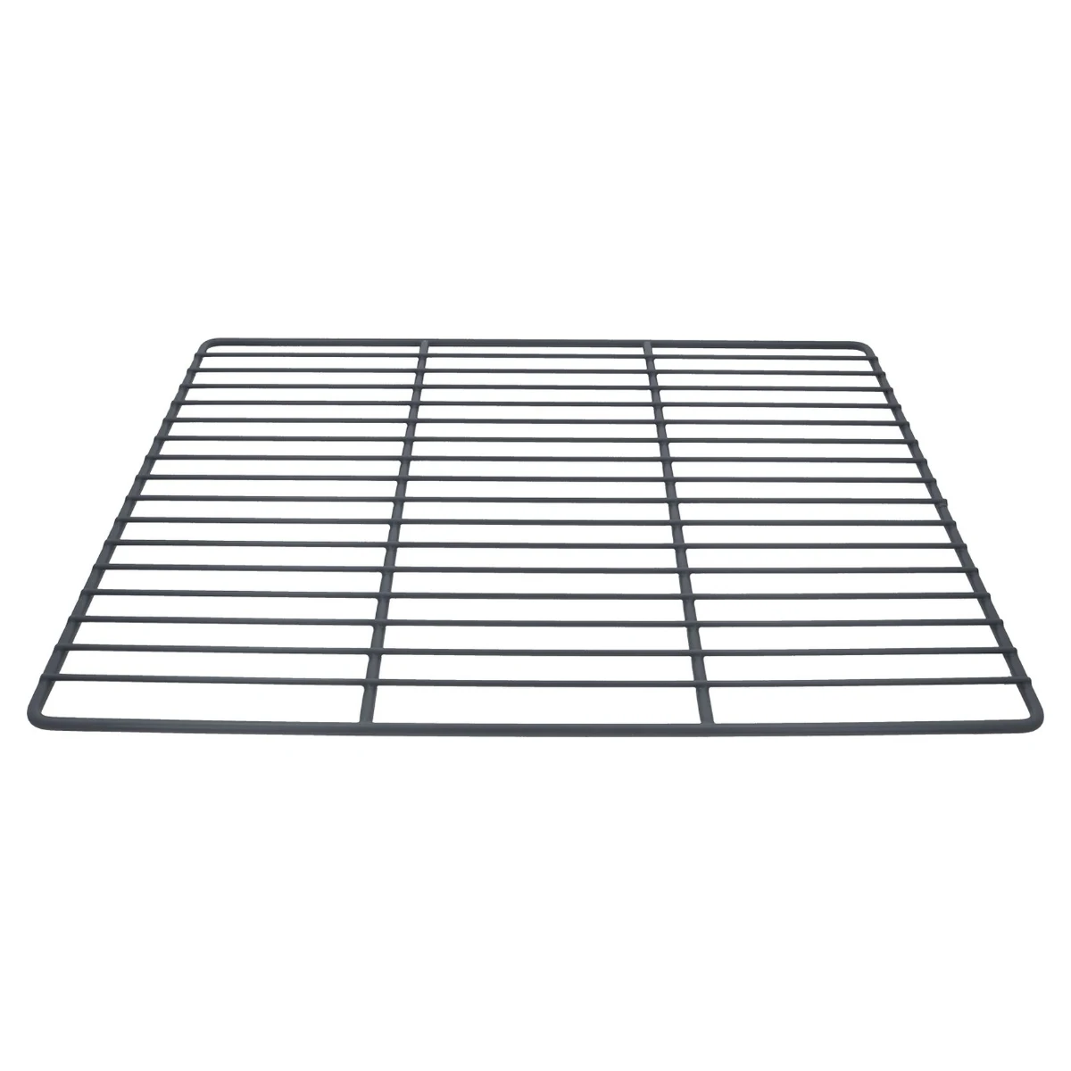 Plastbelagt hylderist i hvid 530 x 650 mm til køleskab, set skråt oppefra