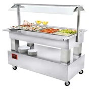 Diamond kølebuffet salatbar med 4x GN 1/1 i hvidt træ set forfra