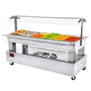 Diamond kølebuffet salatbar med 6x GN 1/1 i hvidt træ set forfra