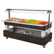 Diamond kølebuffet salatbar med 6x GN 1/1 i wengé-træ set forfra