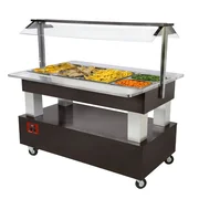Diamond varmebuffet bain-marie med 4x GN 1/1 i wengé-træ set forfra