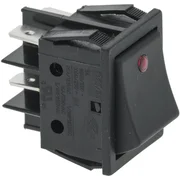 2-polet vippekontakt sort 16A 250V med rød LED-lampe med indbygningshul 22x30 mm – til COMPAK til COMPAK kaffekværne