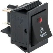 2-polet vippekontakt sort 16A 250V med orange LED-lampe, mærket hot water med hul 22x30 mm til GRIMAC kaffemaskiner