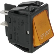 2-polet trykknap orange 16A 250V mærket START med indbygningshul 22x30 mm til professionelt køkkenudstyr