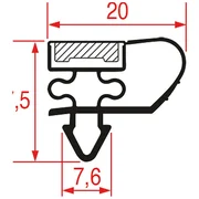 Måltegning af tætningsliste til TEFCOLD 1/2 skuffe, profil 20 x 7,5 mm