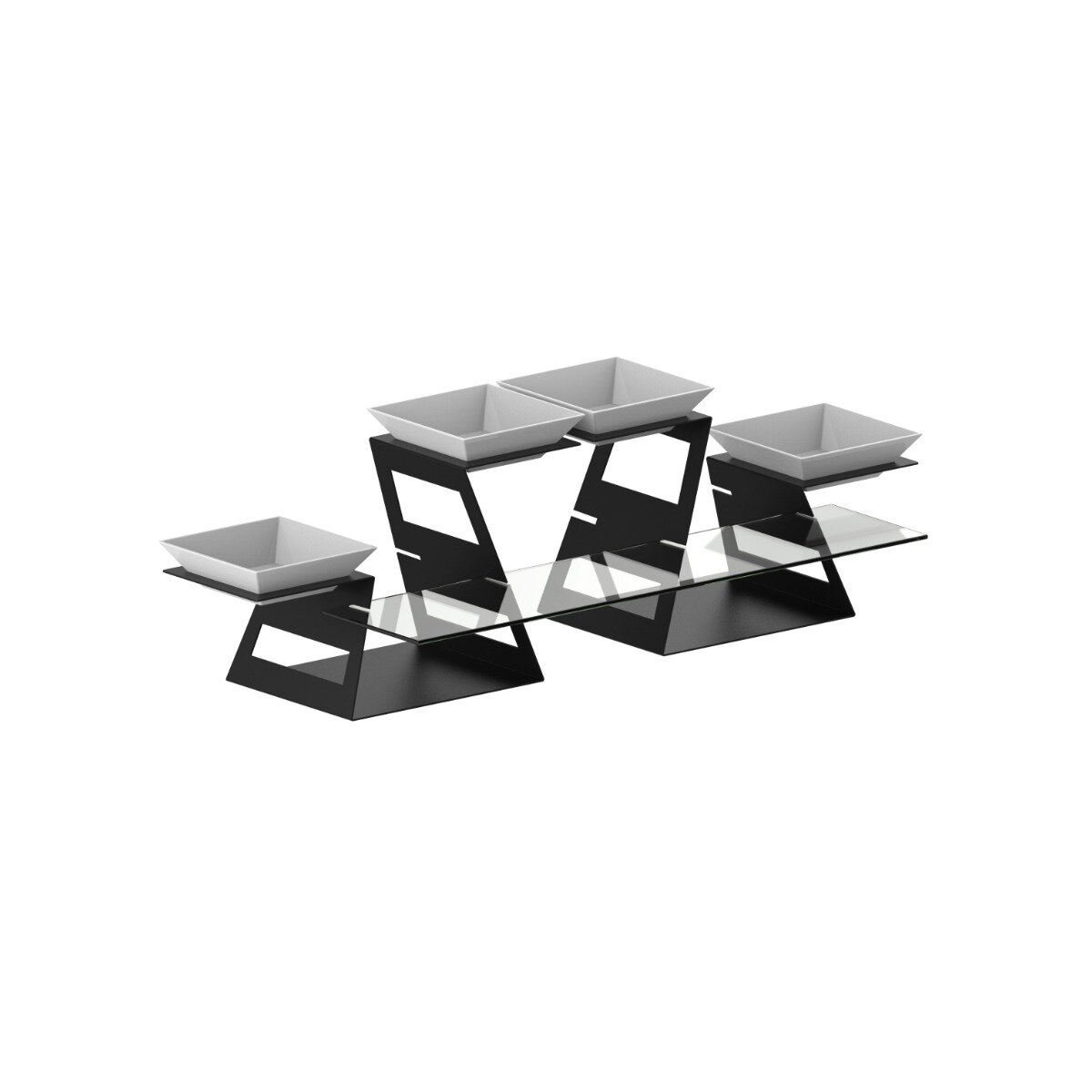 Casselin Tallerkendisplay Meti CPA4M – 4 tallerkener og glashylde